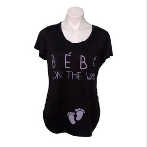 Bebe on the way Black Graphic Maternity T-Shirt sz lg